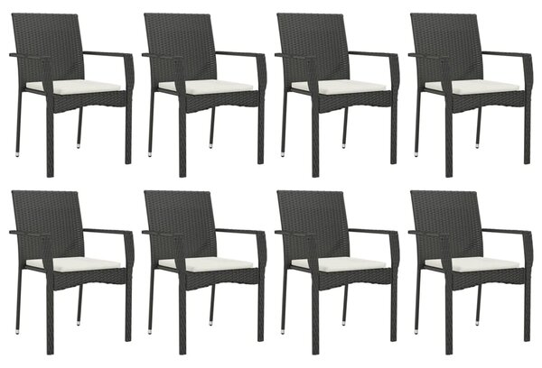 9dílný zahradní jídelní set s poduškami černý polyratan 3184980
