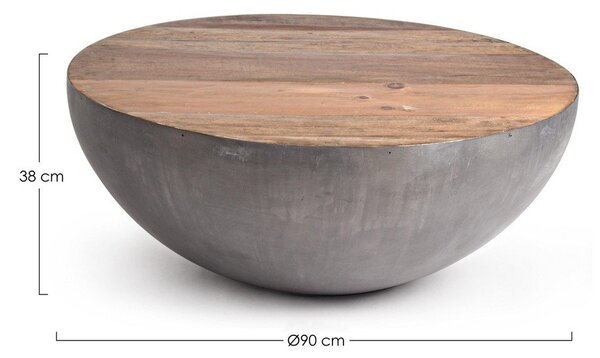 Šedý/v přírodní barvě kovový kulatý konferenční stolek ø 90 cm Lancaster – Bizzotto