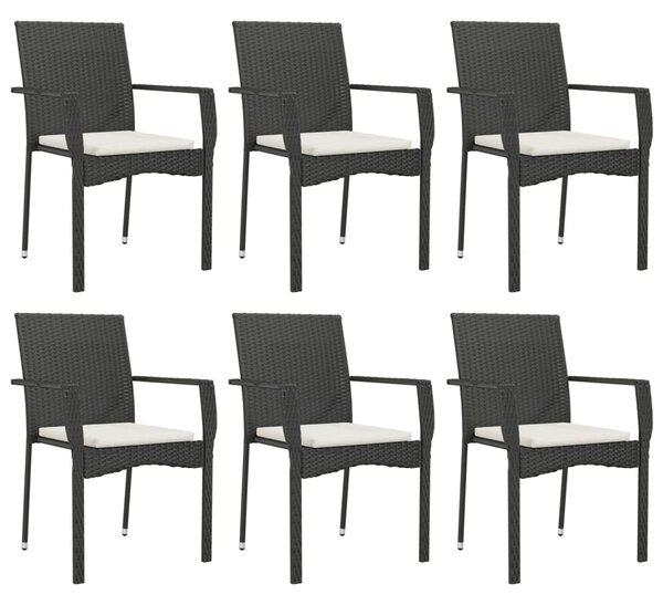 7dílný zahradní jídelní set s poduškami černý polyratan 3184990