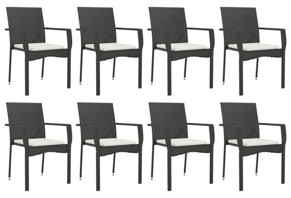 9dílný zahradní jídelní set s poduškami černý polyratan 3184992