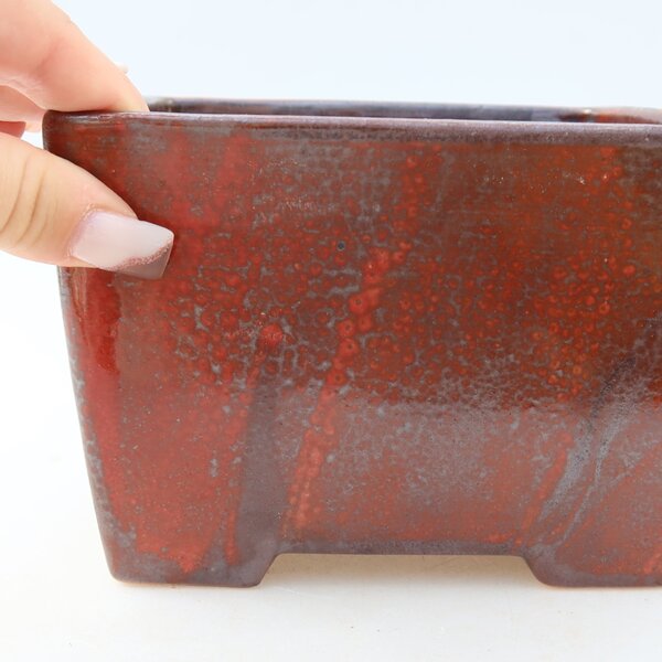 E-bonsai Keramická bonsai miska 15,5 x 15,5 x 11 cm červená