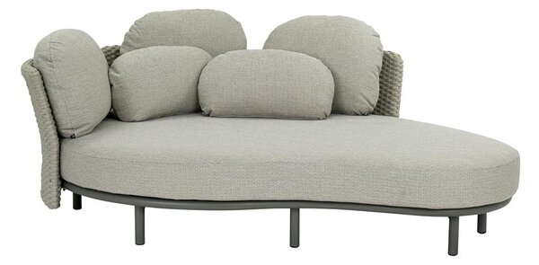 Apple Bee Denní postel Chill Out, Apple Bee, oválná 226x163, rám hliník Taupe, výplet lanko Mid Grey, sedáky venkovní látka Olefin Smoked Grey