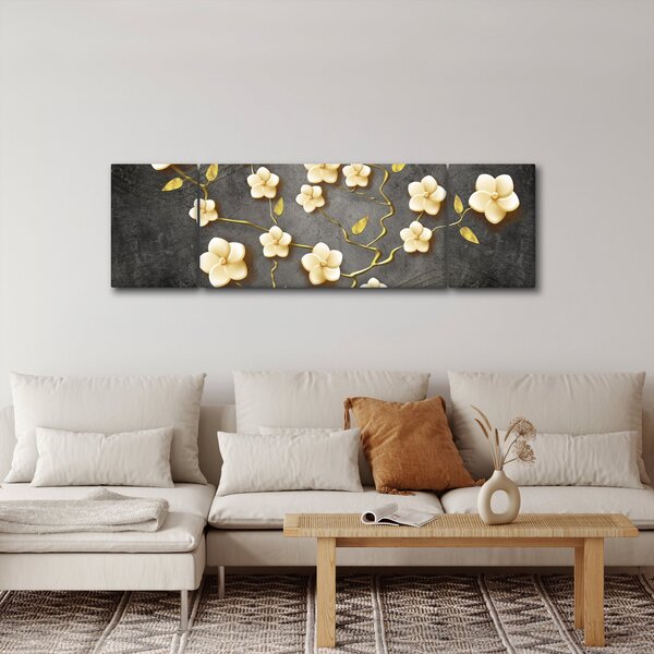 Obraz - Zlatý keř v černém pozadí (170x50 cm)