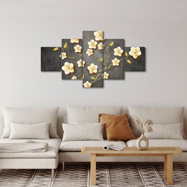 Obraz - Zlatý keř v černém pozadí (125x70 cm)