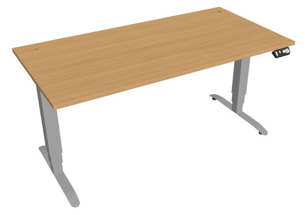 Elektr. nastavitelný stůl 160x80 s pamětí - HOBIS MOTION MS 3M 1600 Dekor stolové desky: buk, Barva kovové podnože: stříbrná