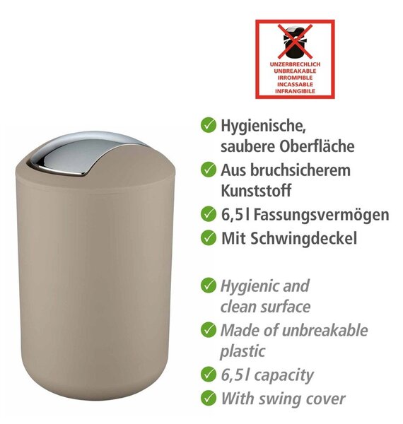 Taupe plastový odpadkový koš 6,5 l Brasil – Wenko