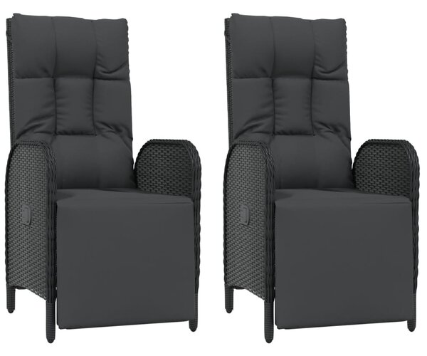3dílný zahradní jídelní set s poduškami černý polyratan 3185059
