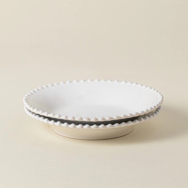 Bílý kameninový talíř na polévku Costa Nova Pearl, ⌀ 24 cm