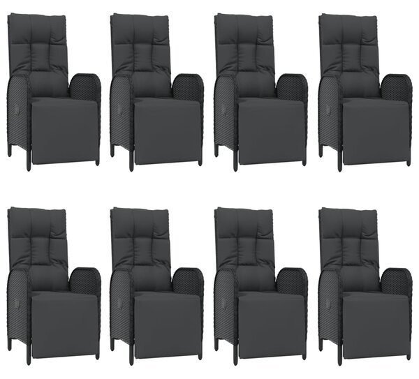 9dílný zahradní jídelní set s poduškami černý polyratan 3185079