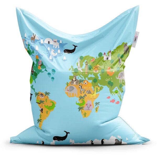 Sablio Sedací vak Classic Zvířecí mapa světa - 150x100 cm