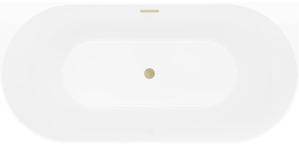 Mexen Oval Slim, volně stojící vana ke zdi, 170 x 80 cm, bílá-černá, zlatý matný přepad, 52661708075-55