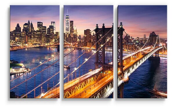 Sablio Obraz - 3-dílný Most v New Yorku - 120x80 cm