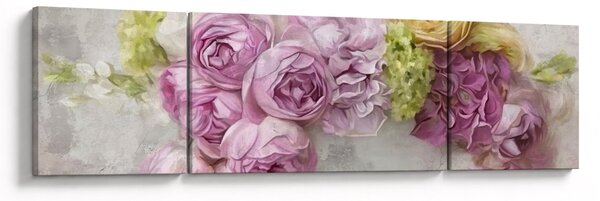 Obraz - Květy na zdi v pastelových barvách (170x50 cm)