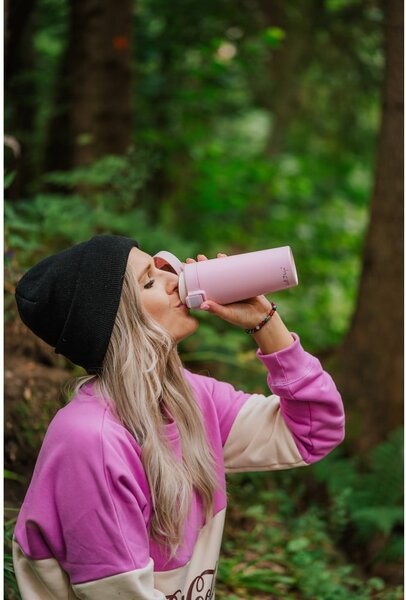 Růžový cestovní termohrnek Vialli Design Fuori, 400 ml