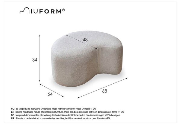 Šedý taburet z textilie bouclé Miuf – Miuform