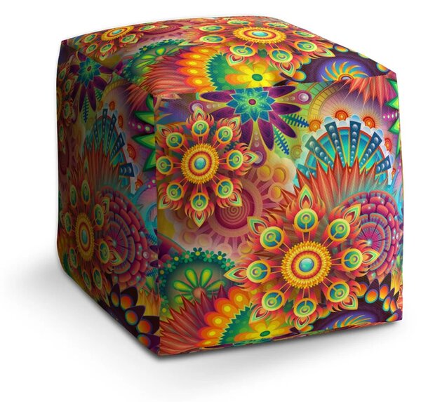 Sablio Taburet Cube Barevné obrazce - 40x40x40 cm