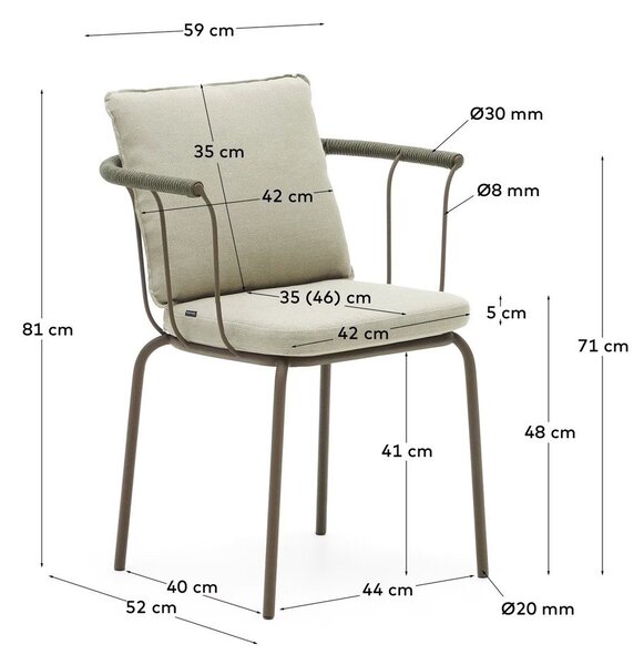 Zelená/béžová kovová zahradní židle Salguer – Kave Home