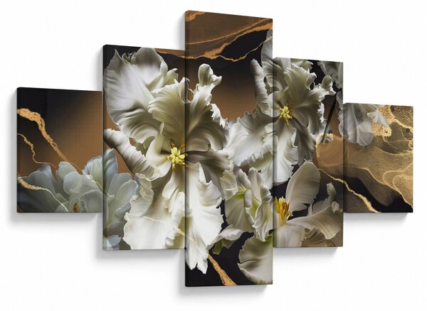 Obraz - Květy orchidejí na mramorovém pozadí (125x70 cm)