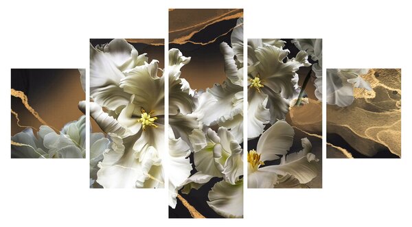 Obraz - Květy orchidejí na mramorovém pozadí (125x70 cm)