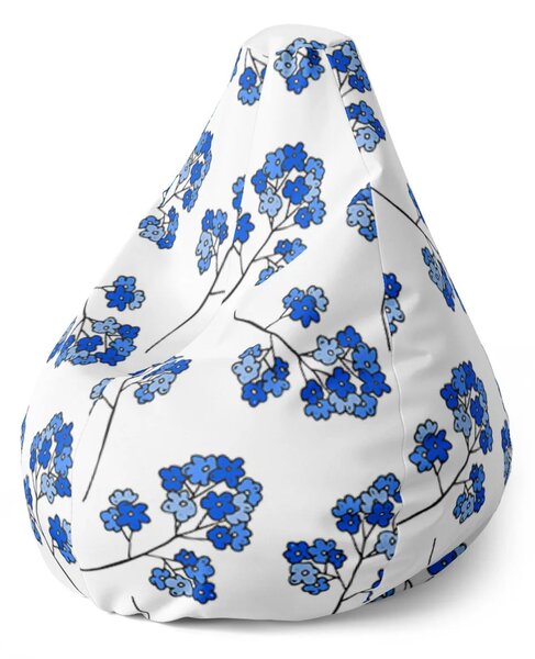 Sablio Sedací vak Pear Modré kvítí - 70 x 95 x 15 cm