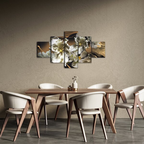Obraz - Květy orchidejí na mramorovém pozadí (125x70 cm)