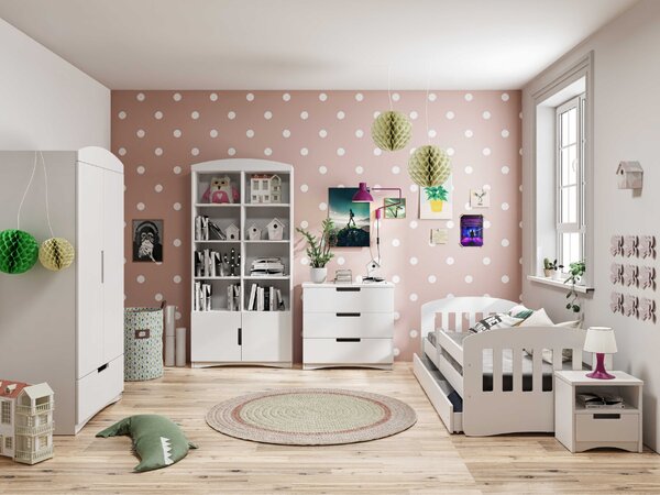 Dětský pokoj CLASSIC v bílé barvě 80x140 cm, Zvolte matraci: Bez matrace, Zvolte šuplík: Bez šuplíku