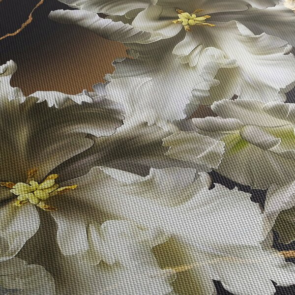 Obraz - Květy orchidejí na mramorovém pozadí (170x50 cm)
