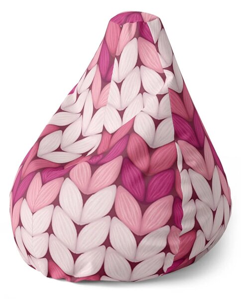 Sablio Sedací vak Pear Tříbarevné růžové pletení - 70 x 95 x 15 cm