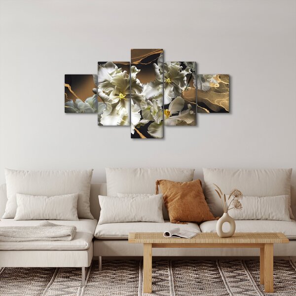 Obraz - Květy orchidejí na mramorovém pozadí (125x70 cm)