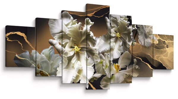 Obraz - Květy orchidejí na mramorovém pozadí (210x100 cm)