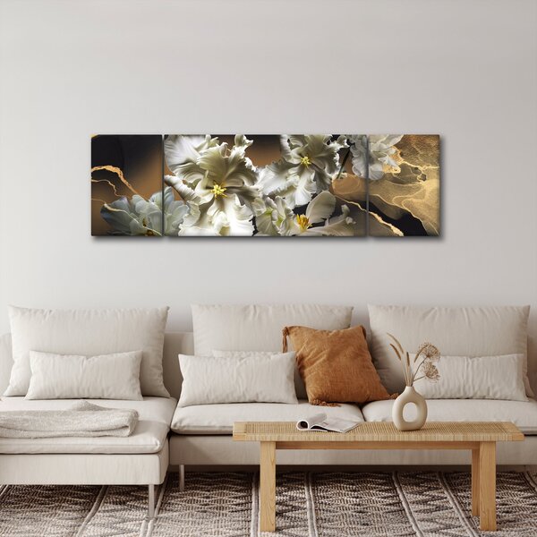 Obraz - Květy orchidejí na mramorovém pozadí (170x50 cm)