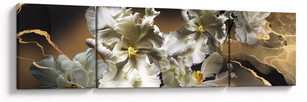 Obraz - Květy orchidejí na mramorovém pozadí (170x50 cm)