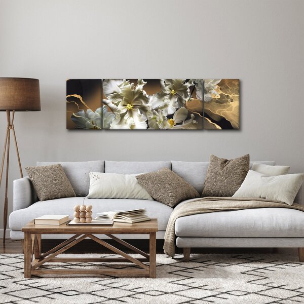 Obraz - Květy orchidejí na mramorovém pozadí (170x50 cm)