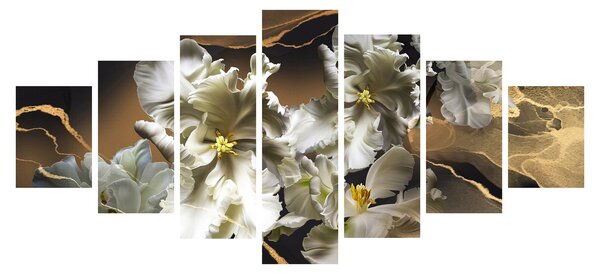 Obraz - Květy orchidejí na mramorovém pozadí (210x100 cm)