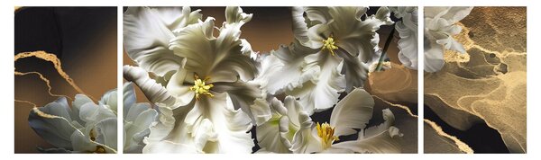 Obraz - Květy orchidejí na mramorovém pozadí (170x50 cm)