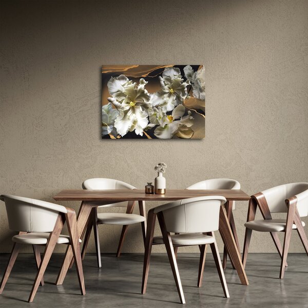 Obraz - Květy orchidejí na mramorovém pozadí (70x50 cm)