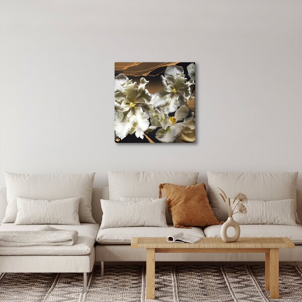 Obraz - Květy orchidejí na mramorovém pozadí (30x30 cm)