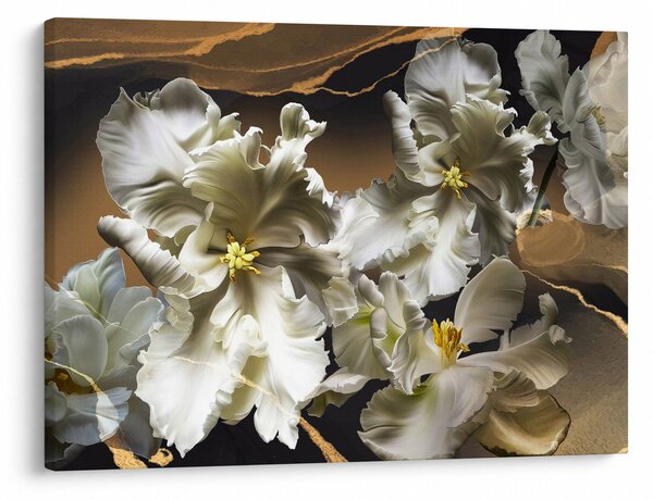 Obraz - Květy orchidejí na mramorovém pozadí (70x50 cm)