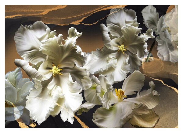 Obraz - Květy orchidejí na mramorovém pozadí (70x50 cm)