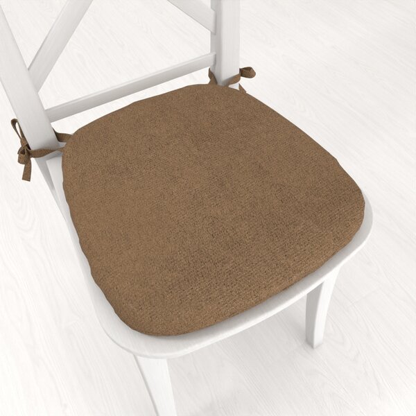 Biante Oblý podsedák z imitace broušené kůže Alcantara ALC-015 Světle hnědý - 39x37x3 cm
