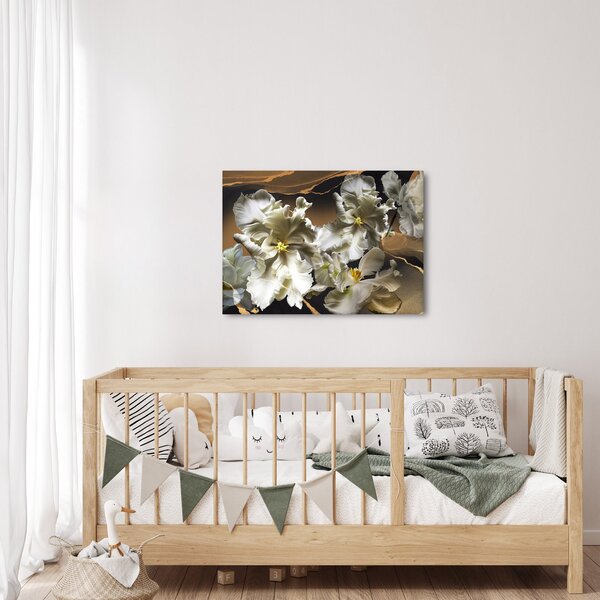 Obraz - Květy orchidejí na mramorovém pozadí (70x50 cm)