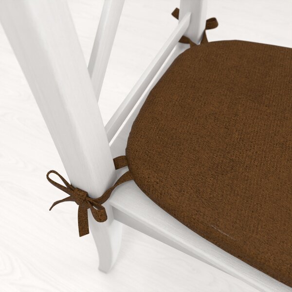 Biante Oblý podsedák z imitace broušené kůže Alcantara ALC-017 Hnědá rezavá - 39x37x3 cm
