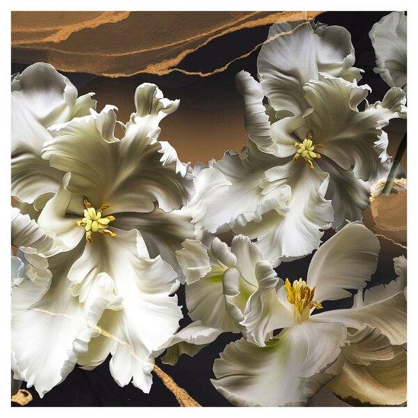 Obraz - Květy orchidejí na mramorovém pozadí (30x30 cm)