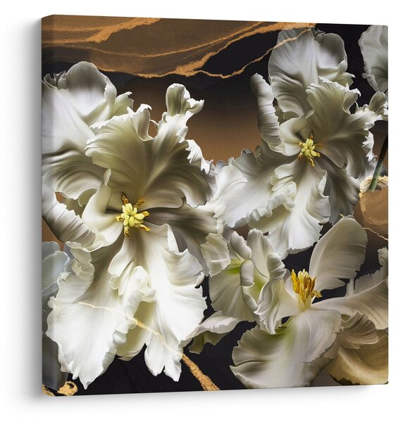 Obraz - Květy orchidejí na mramorovém pozadí (30x30 cm)