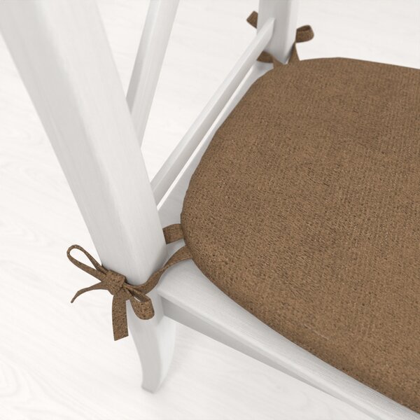 Biante Oblý podsedák z imitace broušené kůže Alcantara ALC-015 Světle hnědý - 39x37x3 cm