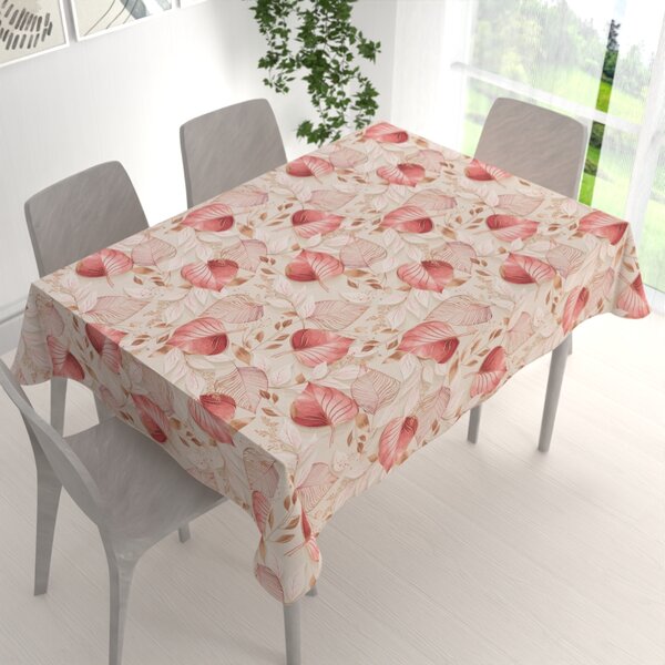 Biante Dekorační obdélníkový ubrus Leona LN-172 Růžovo-vínové listy na režném 60x100 cm