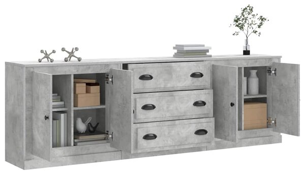 Příborníky 3 ks betonově šedé kompozitní dřevo 3185219
