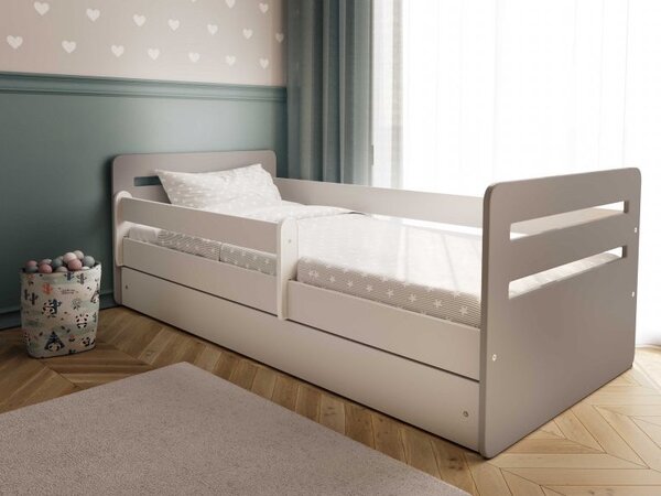 Šedá jednolůžková postel TOMI do dětského pokoje 80x140 cm, Zvolte matraci: Bez matrace, Zvolte šuplík: Bez šuplíku