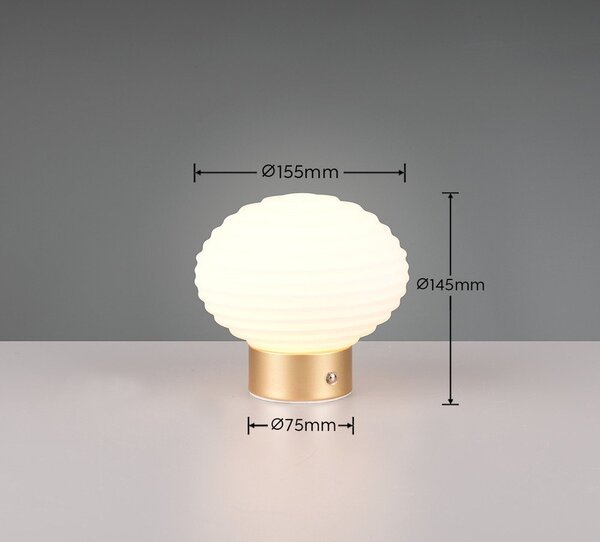 Stmívatelná LED stolní lampa v bílé a zlaté barvě se skleněným stínidlem (výška 14,5 cm) Earl – Reality
