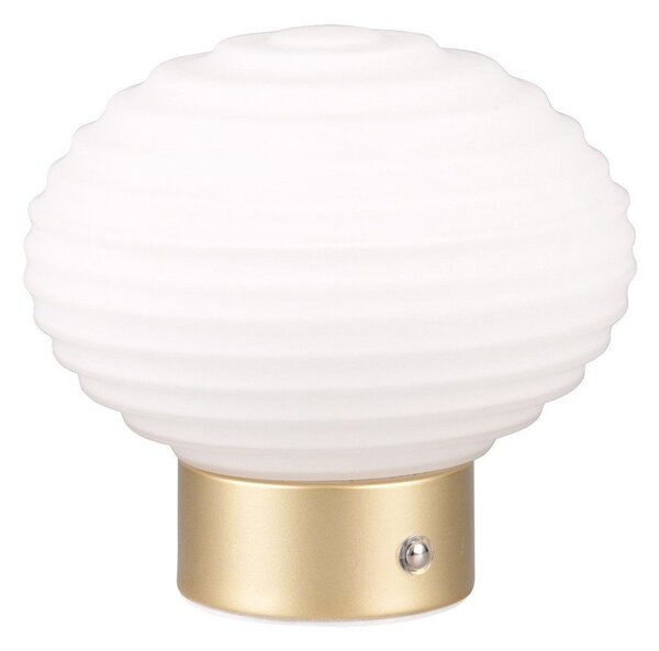 Stmívatelná LED stolní lampa v bílé a zlaté barvě se skleněným stínidlem (výška 14,5 cm) Earl – Reality
